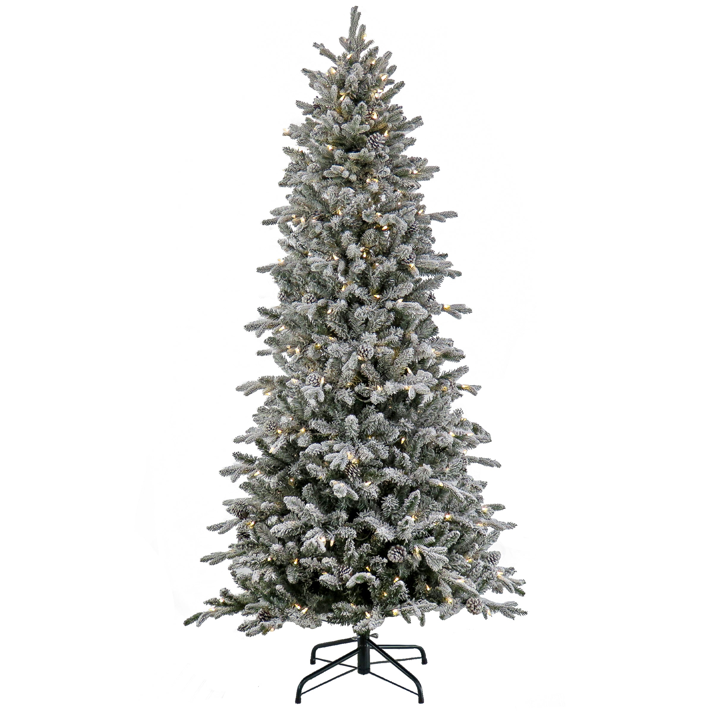 7 ft. Pre-Lit Snowy Calton Pine Tree with LED Lights, Plug-In